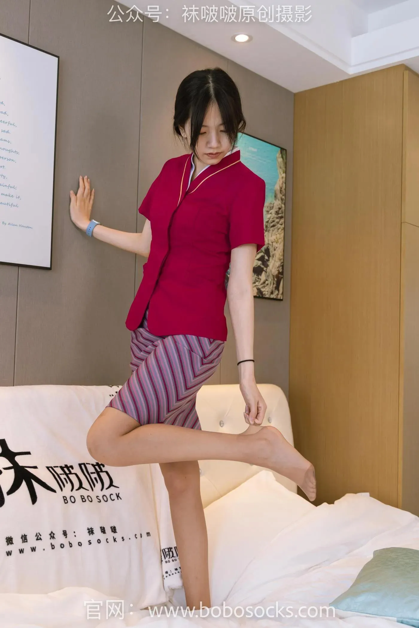 [BoBoSocks袜啵啵]NO.159 小甜豆-平底鞋、咖啡丝、空姐制服 [139P]插图7